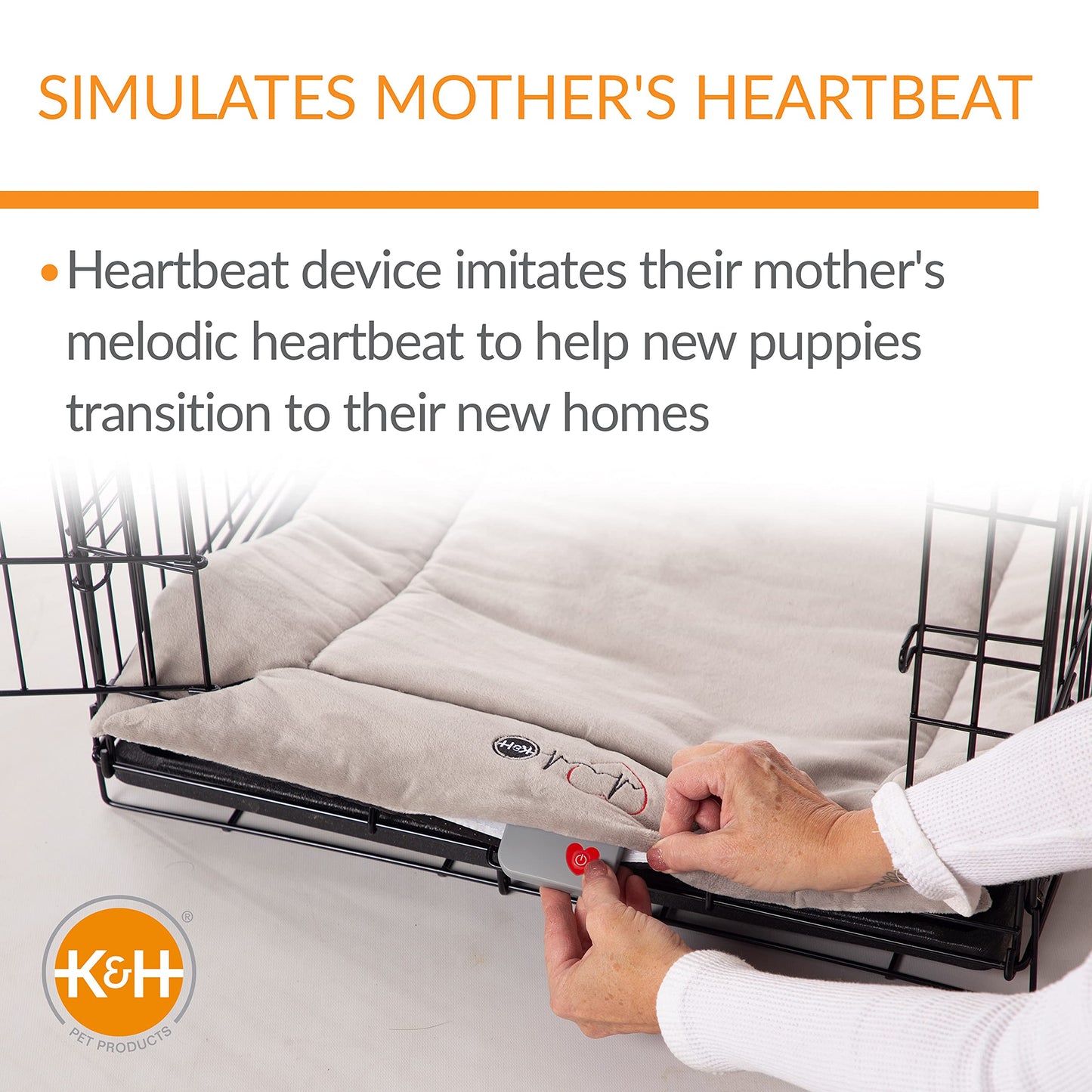 K&H Pet Products Mother’s Heartbeat Puppy Crate Pad Gray Fleece Medium/Large Breed beat 21 X 31 Inches