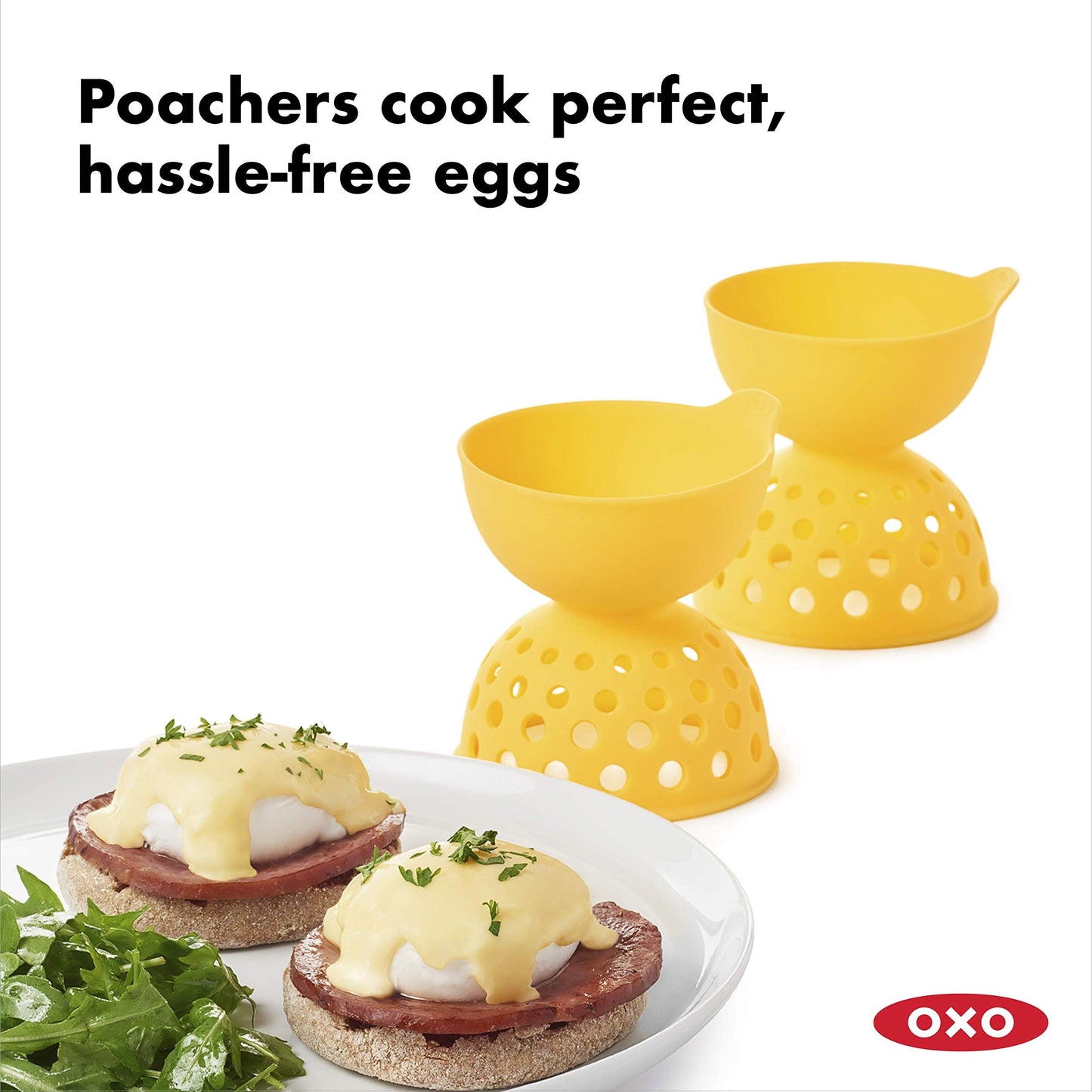 OXO Good Grips 2 Piece Silicone Egg Poaching Set, One Size, Yellow