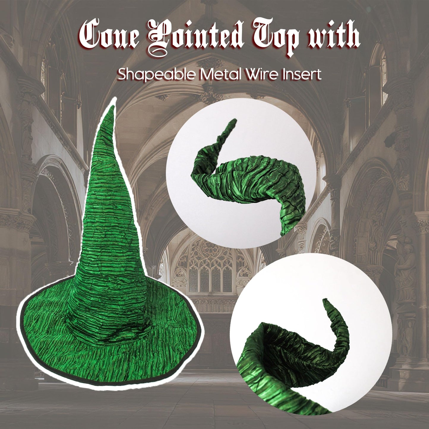 Wizard Hat for Adult Halloween Costume Witch Hat Cosplay Accessory Can Be DIY Your Own Styling (Style-B green)