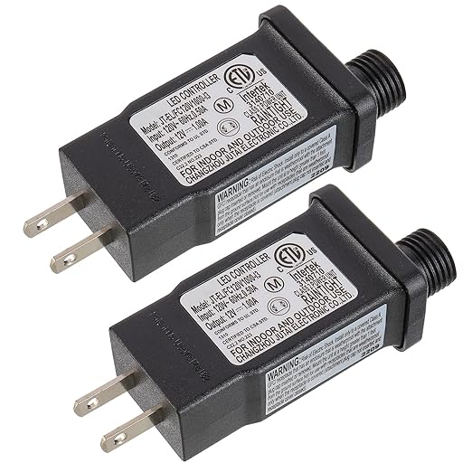 SIGANDG 12V 12W LED Transformer Replacement Class 2 Power LED Controller with 8 Modes Supply for Christmas String Light Inflatable Decorations IP44 Waterproof Low Voltage Transformer(2 Pcs)