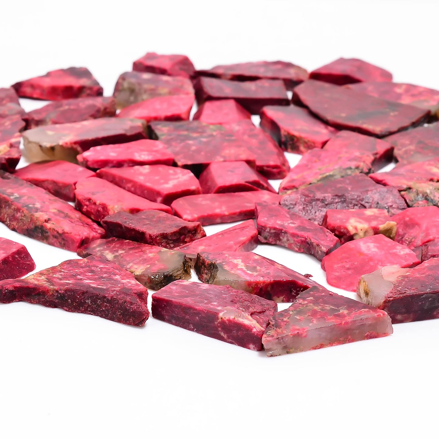 Natural Pink Thulite Raw Slice Gemstone - Healing Crystals for DIY Jewelry Making -Loose Natural Cabochon -Perfect for Crafting Unique Jewelry Designs (5 pcs, 25-35 mm)