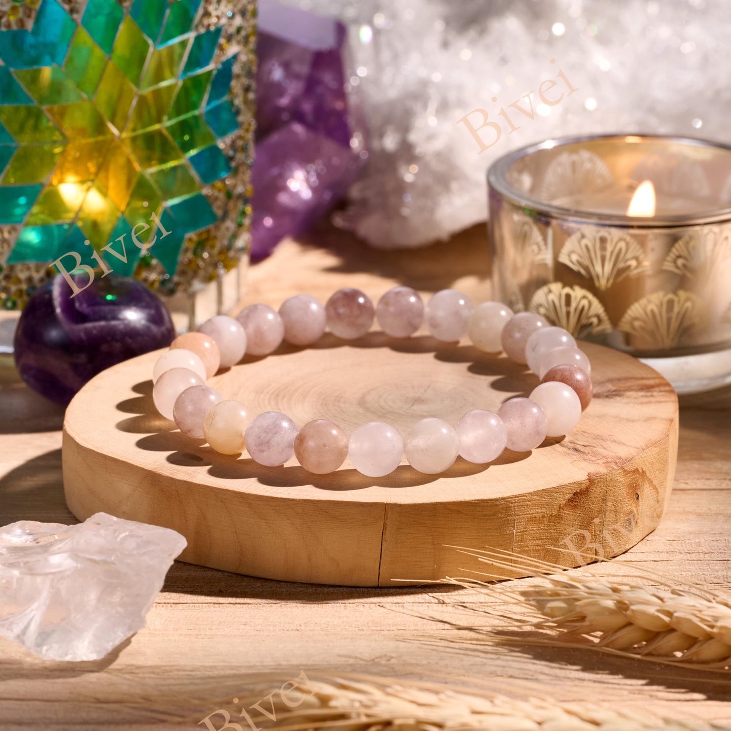 Violet Stone-Deep Peace-8mm Beaded Bracelets for Women Handmade Semi Precious Natural Stone Stretch Elastic Jewelry Yoga Protection Gifts