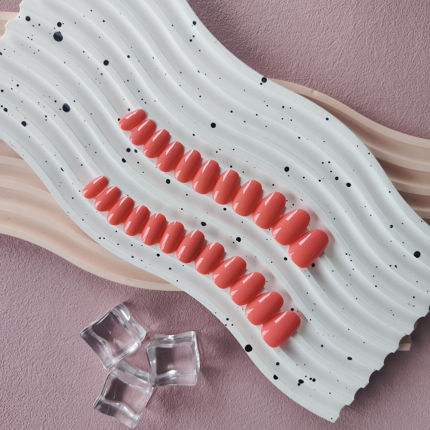 KXAMELIE Orange Red Press on Nails Medium Almond&Coral Press on Nails Short Oval For Beach Party Daily Decoration in 72 PCS