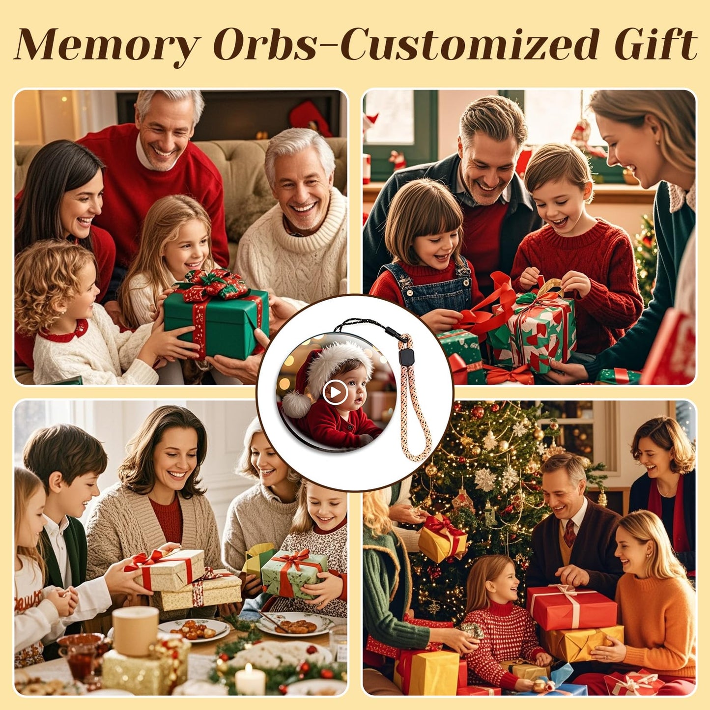 Memory Sphere Lamp, Crystal Ball Video Player 2.8" Memory Orbs Ornament 4GB Uploadable Videos & Photos, Personalized Unique Desk Night for Couples Friends Birthday Christmas (Blue Memory Orb WIFI)