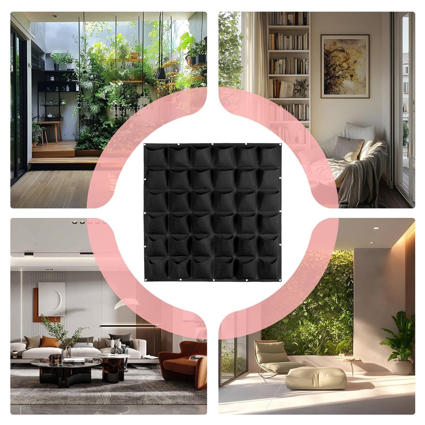 Living Wall Planter,36 Pockets Felt Vertical Greening Flower Container - Hangable Flower Grow Bag,for Vegetable Tomato Yard Outdoor Indoor Fence Home Balcony