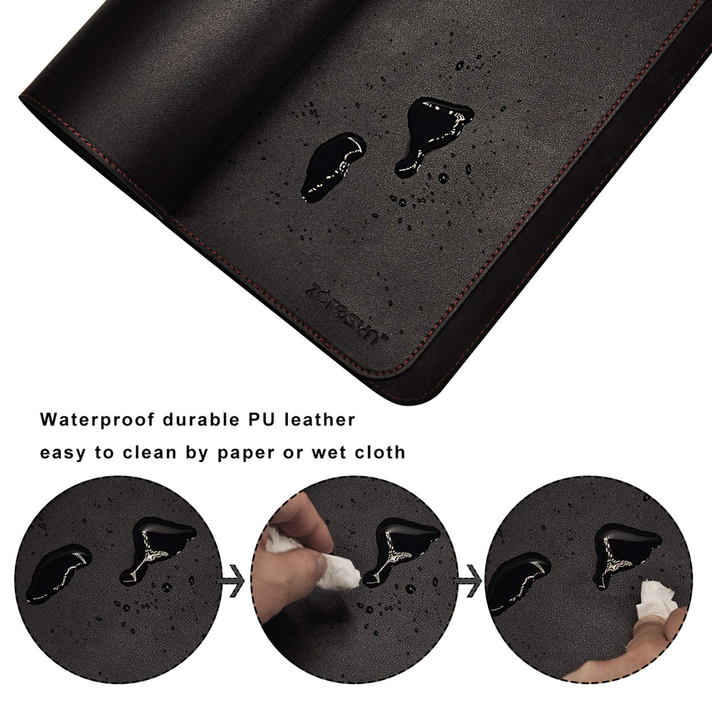 ZORESYN 4XL Oversized Large Mouse Pads (55" x 24") - PU Leather Extended Large Gaming Mousepad Desk Mat - Nonslip Base and Waterproof Desktop Keyboard Extended Mouse Mat (Black, 4XL - Oversized)