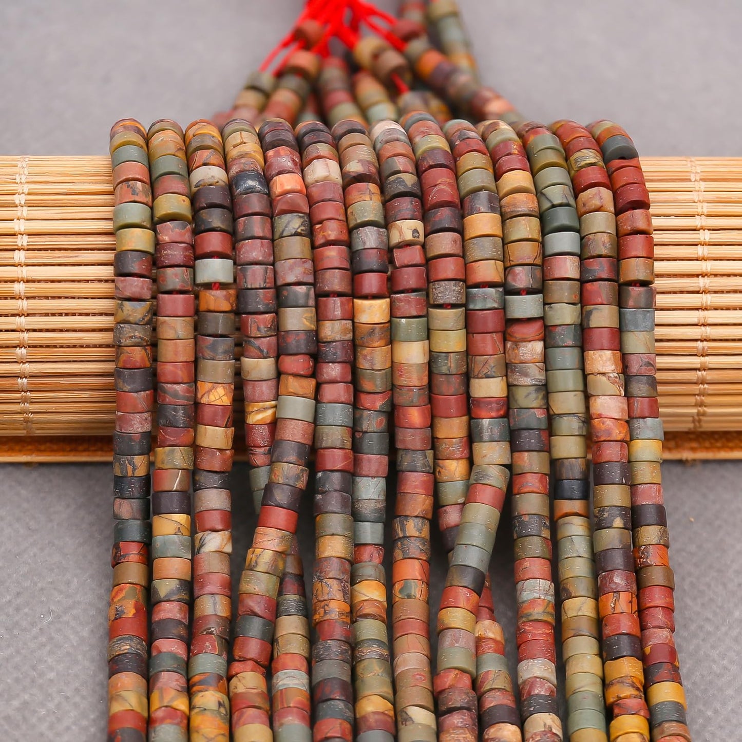 BONNY BOXX 150PCs Natural Picasso Red Turquoise Spacer Beads, Loose Semi Precious Flat Round Gemstone Heishi Disc Stone Beads for Beading Jewelry Making 4mm*2mm