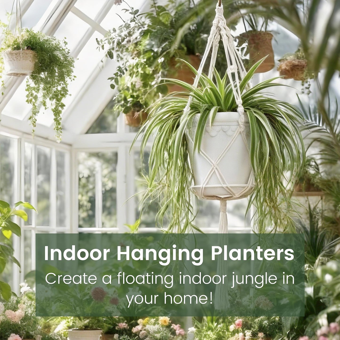 WECHARM HOME Hanging Planters with Macrame Plant Hangers, 3-Set Self Watering Pots, Hanging Flower Baskets for Indoor Outdoor Plants,3 Different Sizes