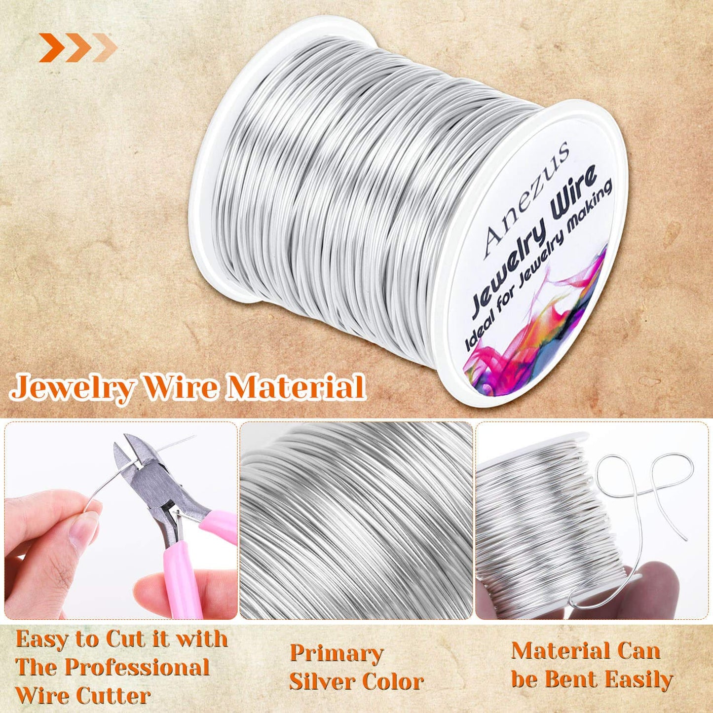 anezus 20 Gauge Jewelry Wire, 28 Yards Craft Wire Tarnish Resistant Copper Beading Wire for Jewelry Making Supplies and Crafting(Silver)