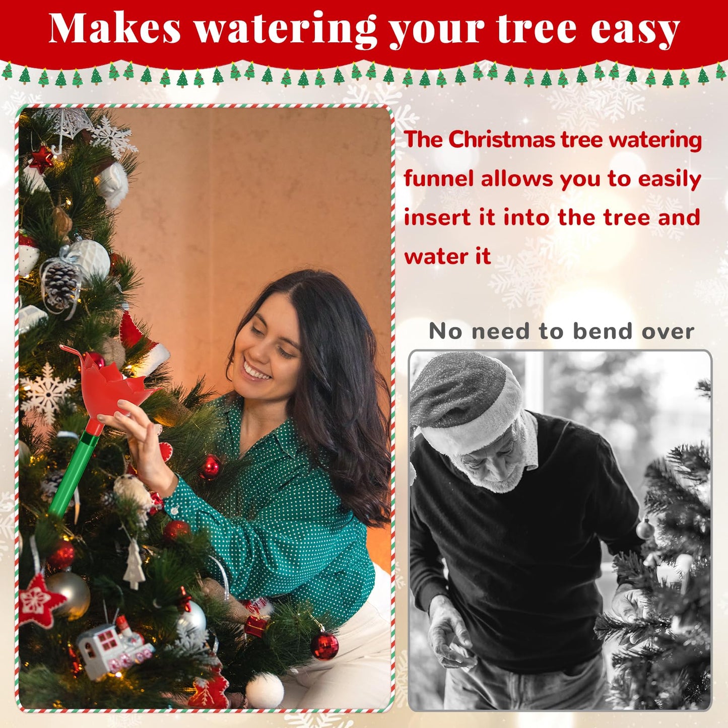 4 Pack 48 Inch Clear Christmas Tree Watering Funnel with Long Plastic Tube Watering System for Large Indoor Outdoor Xmas Tree Prevents Fire