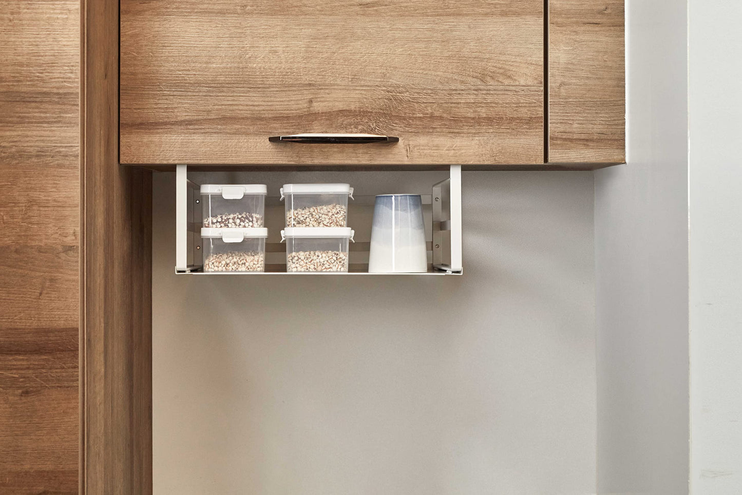 Nxconsu 2Pack Under Shelf Storage Basket Organizer Hanging Holder for Cabinet Pantry Kitchen Cupboard Desk Counter Bookshelf Organization Add-on Space Saver Heavy Duty Slide-in White