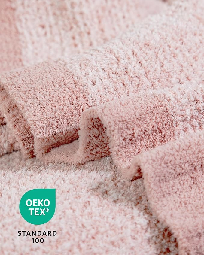 Super Soft Throw Blanket 50 x 60 Inches, Half-Side Plush Fuzzy Blanket for Couch, Sofa, Bed & Chair, Warm Cozy Lightweight Knit Blanket for Fall & Winter