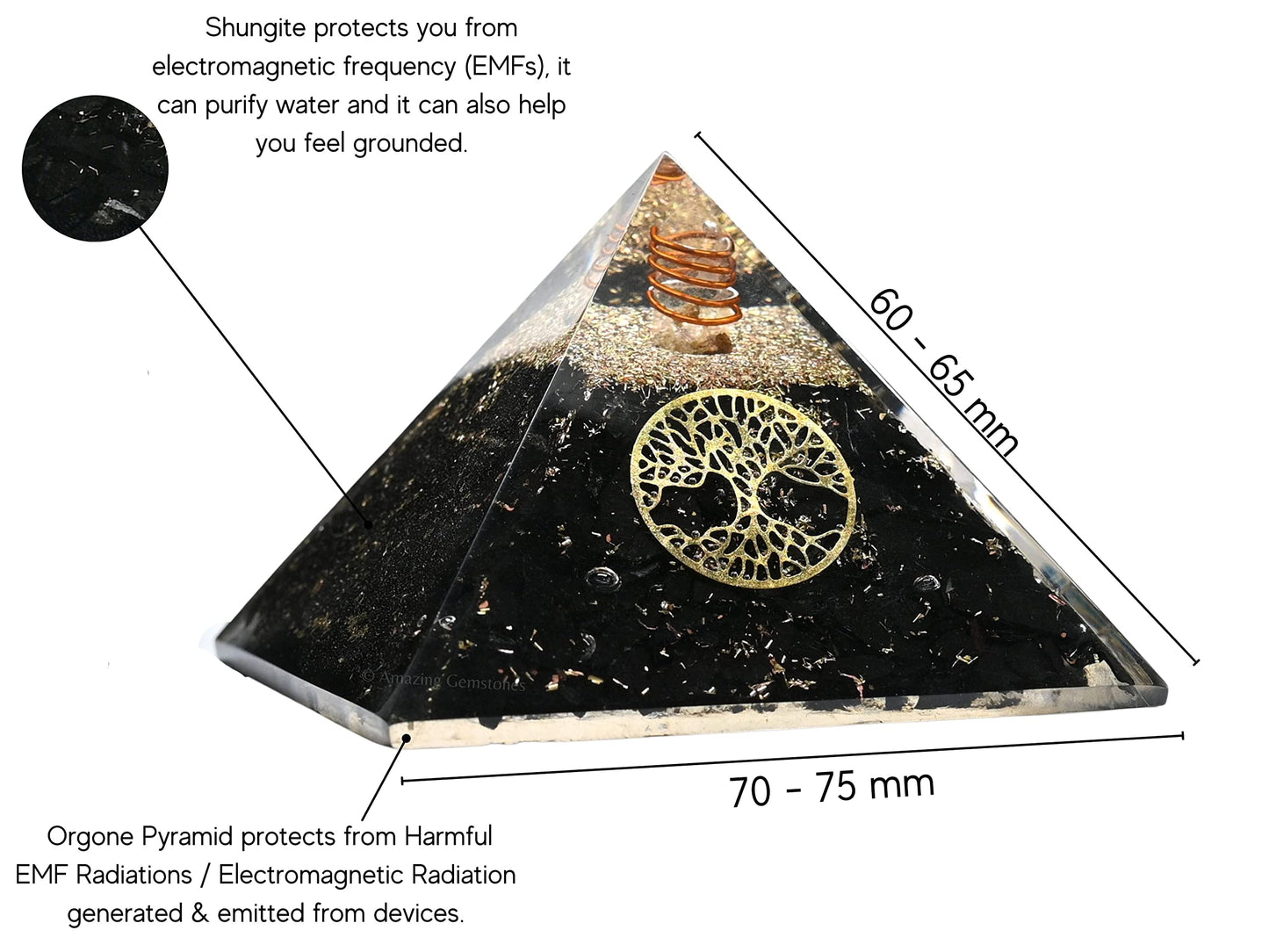 Amazing Gemstone Large Black Tourmaline Orgone Pyramid Crystal, Tree of Life Orgonite Pyramid, Positive Energy Healing