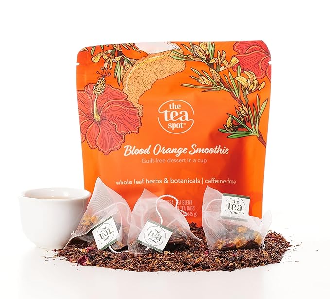 The Tea Spot Blood Orange Smoothie Herbal Tea | Blend of Rooibos Tea, Orange Peel, Hibiscus, Rosehips, Rose Petals, Safflowers, and Vanilla Flavors | Caffeine-Free 15 Tea Bags