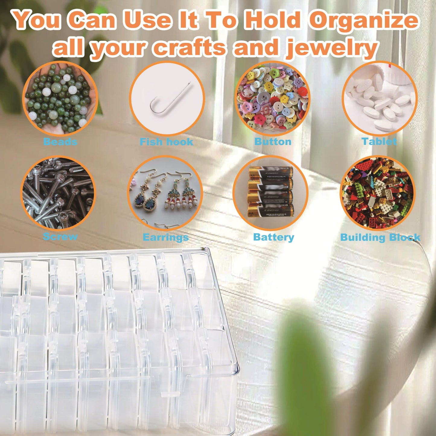 Lhazemu Bead Organizer Box 31-Piece Contains Forty Label Sheets Small Beads Storage Cases and Plastic Container with Hinged Lids Containers for Jewelry Making, Bracelet Crafts and DIY Projects
