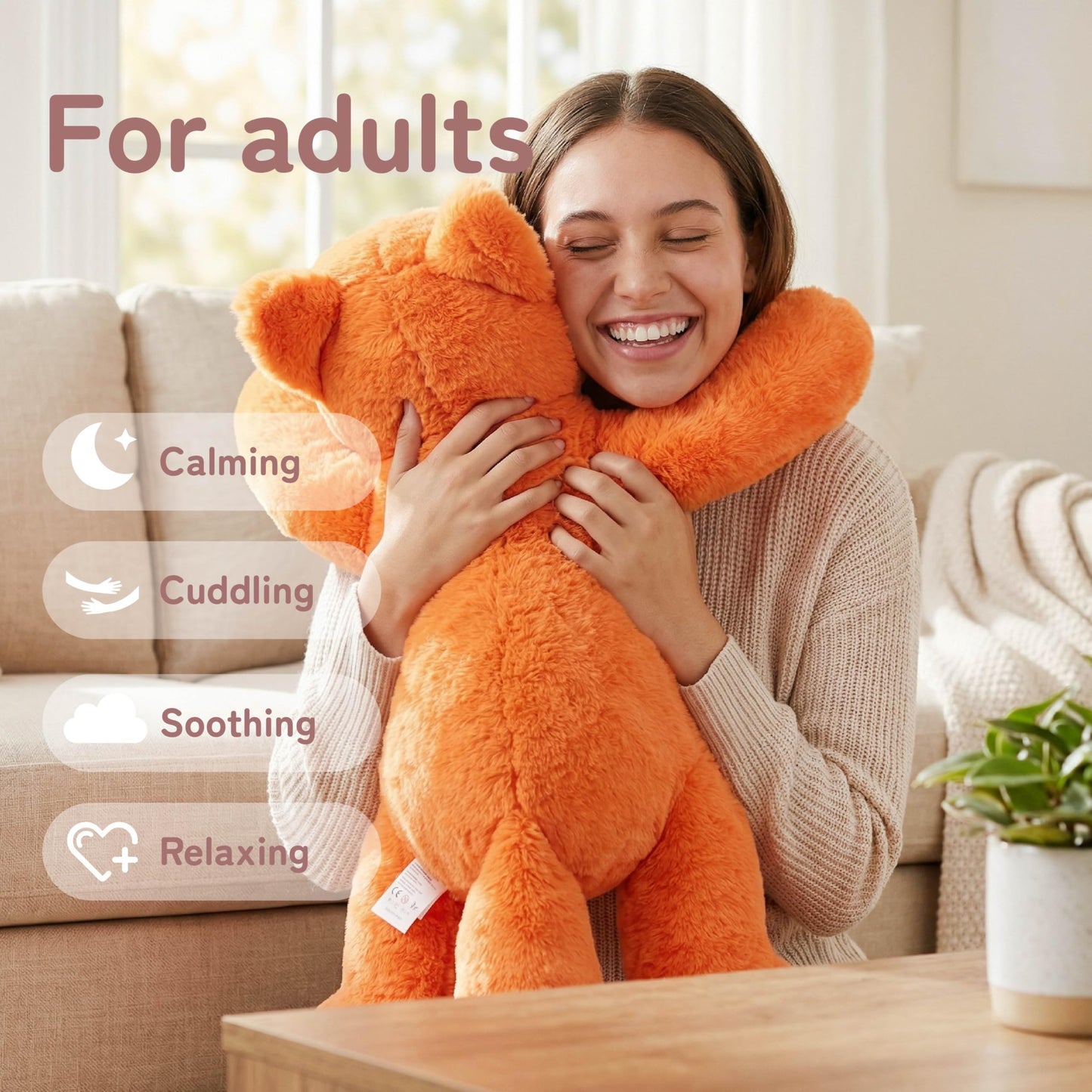Niuniu Daddy Fox Weighted Stuffed Animals for Kids & Adults, 20" | 3.3lb Large Weighted Plushies Pillow for Sleeping and Calming, Cute Lying Plush Toy Huggable Gift for Everyday Comfort