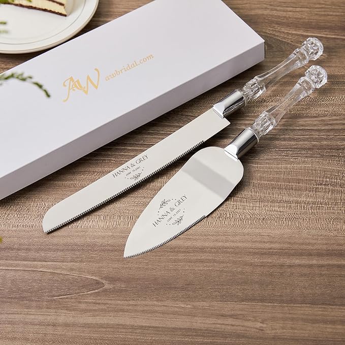AW BRIDAL Personalized Cake Cutting Set for Wedding Pie Server Pizza Cutter Wedding Registry Bridal Shower Gifts Engagement Gifts for Couples//DK001CPP123//