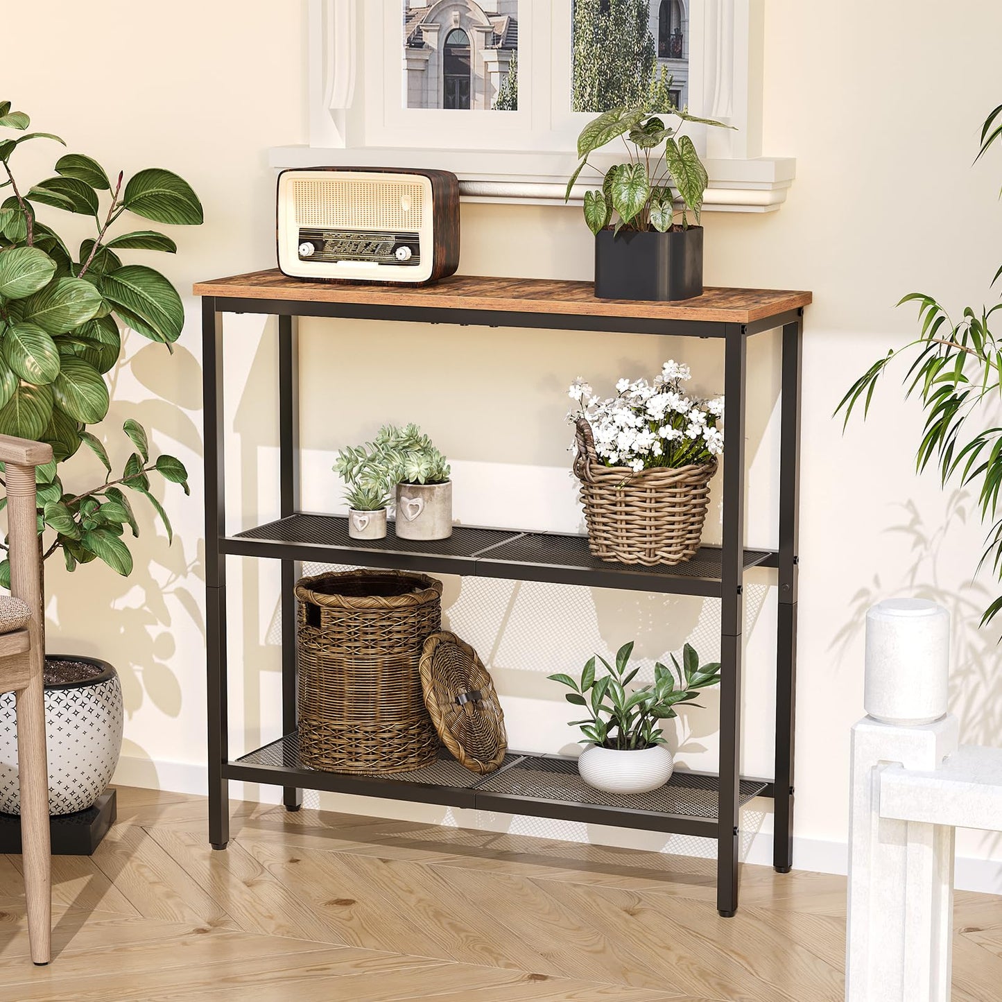 HOOBRO 29.5" Narrow Console Table and Small Round Side Table for Small Spaces Bundle, for Living Room Bedroom Kitchen, BF73XG01-BB167BZ01