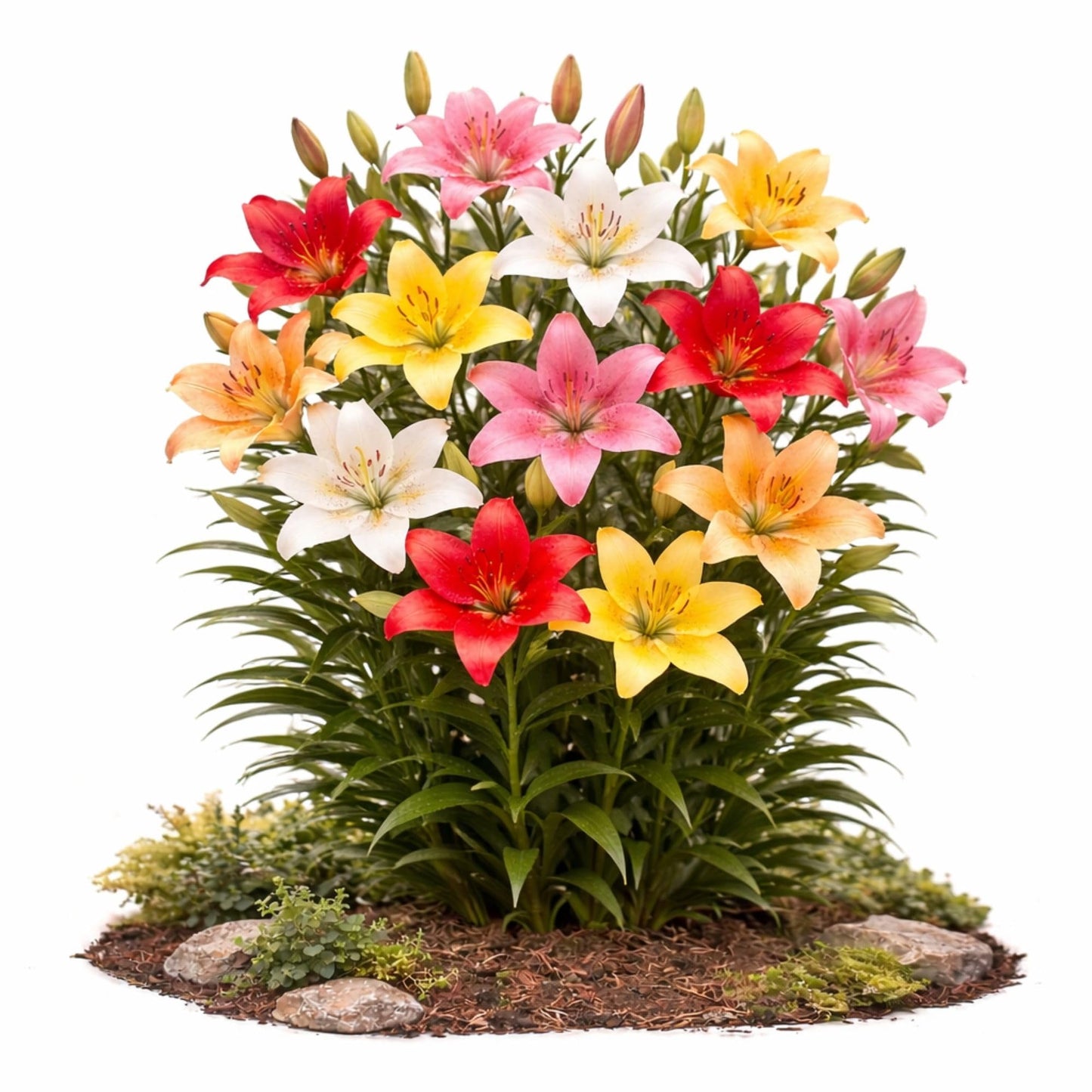 Lilium Asiatic Hybrid Lilies Mix 12 Bulbs Bag - Colorful Flowers Bloom in Summer Sun