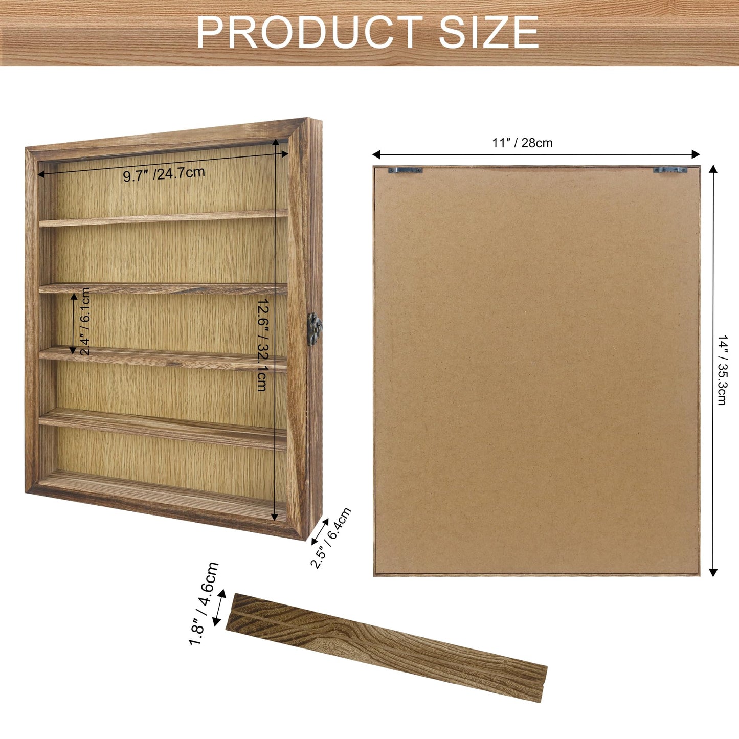 FramePro Shadow Box Frame Display Case 11x14 with Removable Shelves, Deep Memory Box Trinket Knick Knack Shelf Cabinet for Collector, Keepsake Coins Military Medals Wedding Flowers Real Wood
