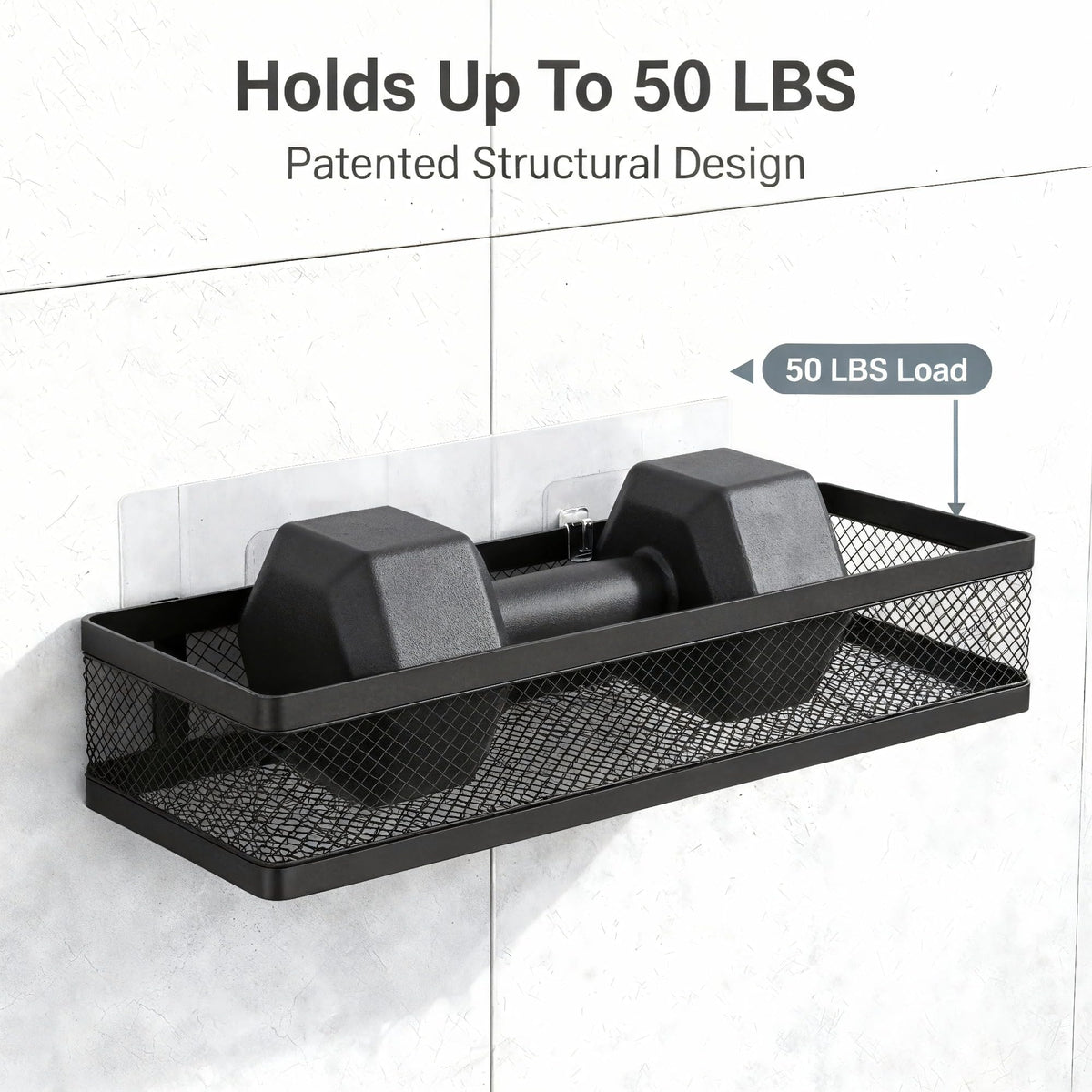 5-in-1 16.5" Extra Long Slim Wall Mount Wrapped Mesh Kitchen Organizer & Shower Caddy Kit, with Paper Towel Holder, Utensil Holder, Soap Dish, Holds 50LBS - Matte Black, Netting