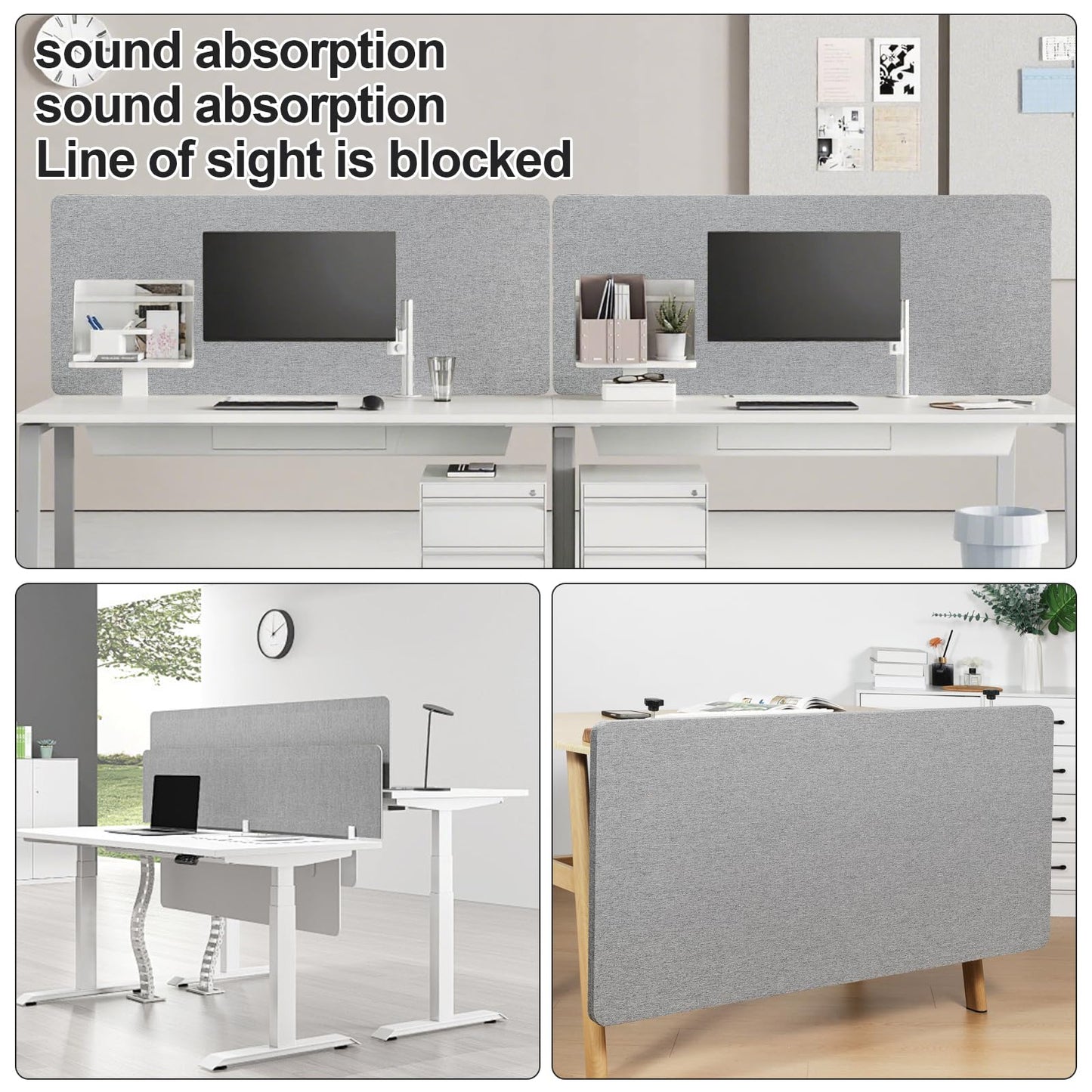 Desk Privacy Panel 24" x 48" Table Privacy Panel Acoustic Partition Noise Visual Isolate Table Divider Panel with Clamp for Student Study Reception Area Office Library(24" x 48")