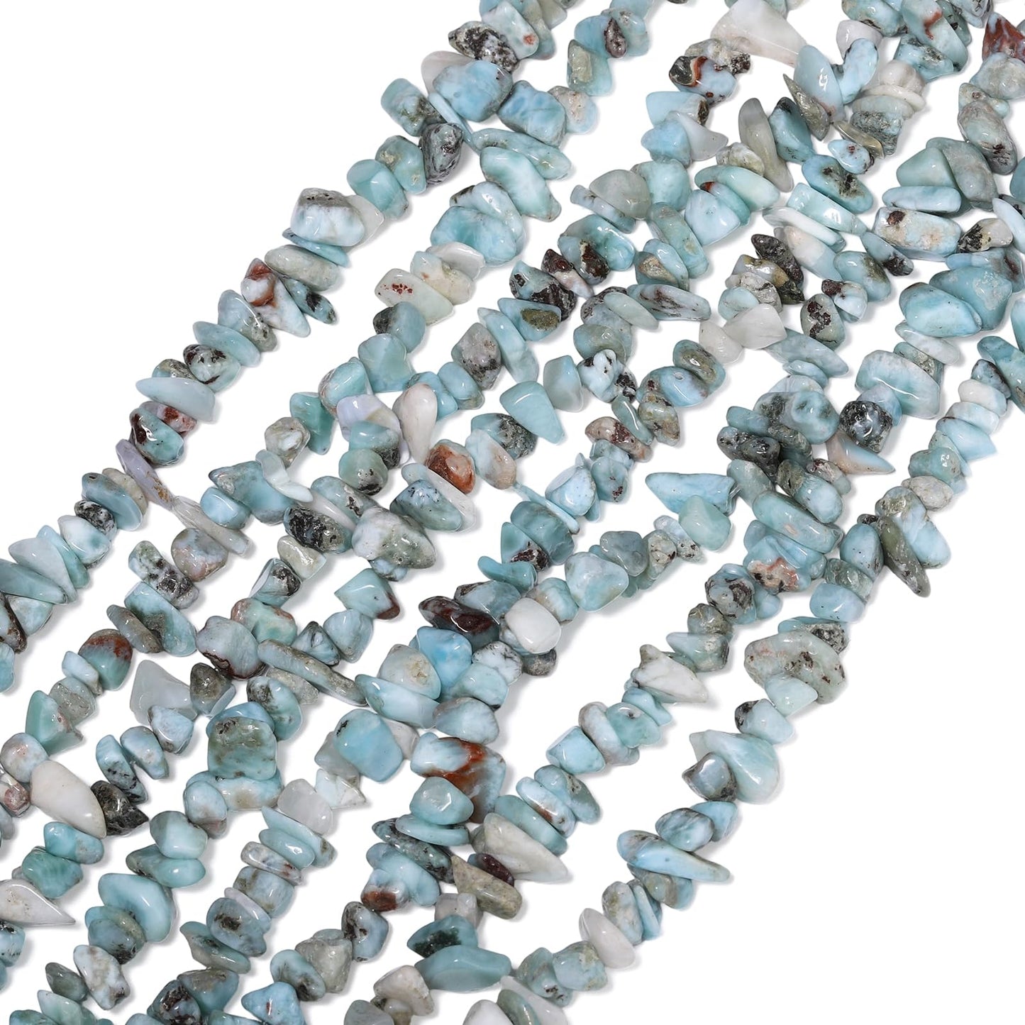 30in Larimar Natural Chip Stone Beads 5-8mm About 230pcs, Irregular Drilled Light Blue Green Bead for Bracelets Jewelry Making Supplies for Adults, DIY Crafts.