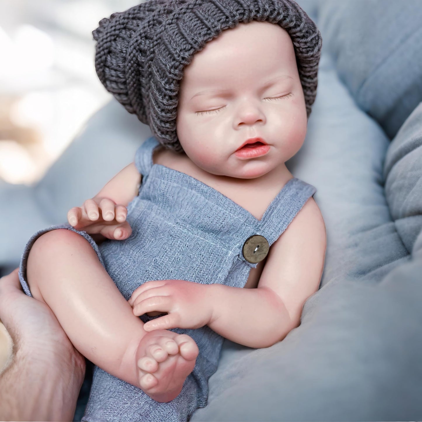 Gileutay 20 inch Full Solid Silicone Reborn Doll Boy Lifelike Reborn Sleeping Newborn Babies Doll That Can Open Mouth