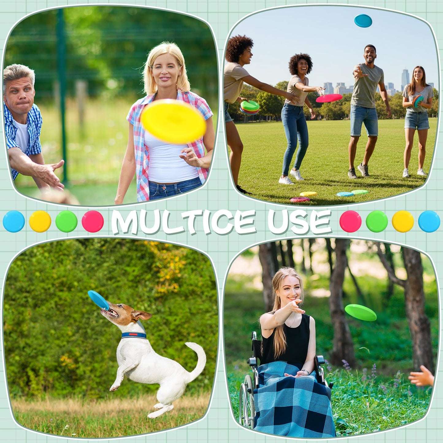Hiboom 300 Pcs Kids Flying Discs 3.4 Inch Mini Flying Disks Bulk Flyer Toy for Outdoor Pets Dog Yard Lawn Games Party Kindergarten Teaching Favors, 4 Colors