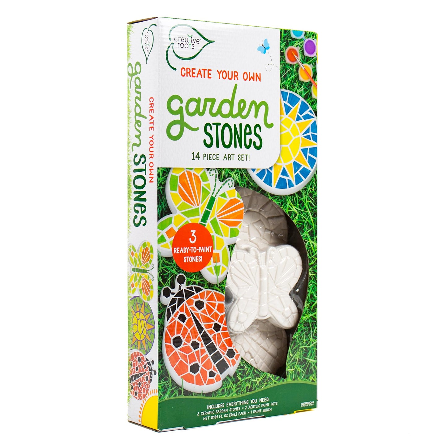 Creative Roots Paint Your Own Butterfly, Ladybug & Sun Stepping Stone by Horizon Group USA, 1 box of 3 count