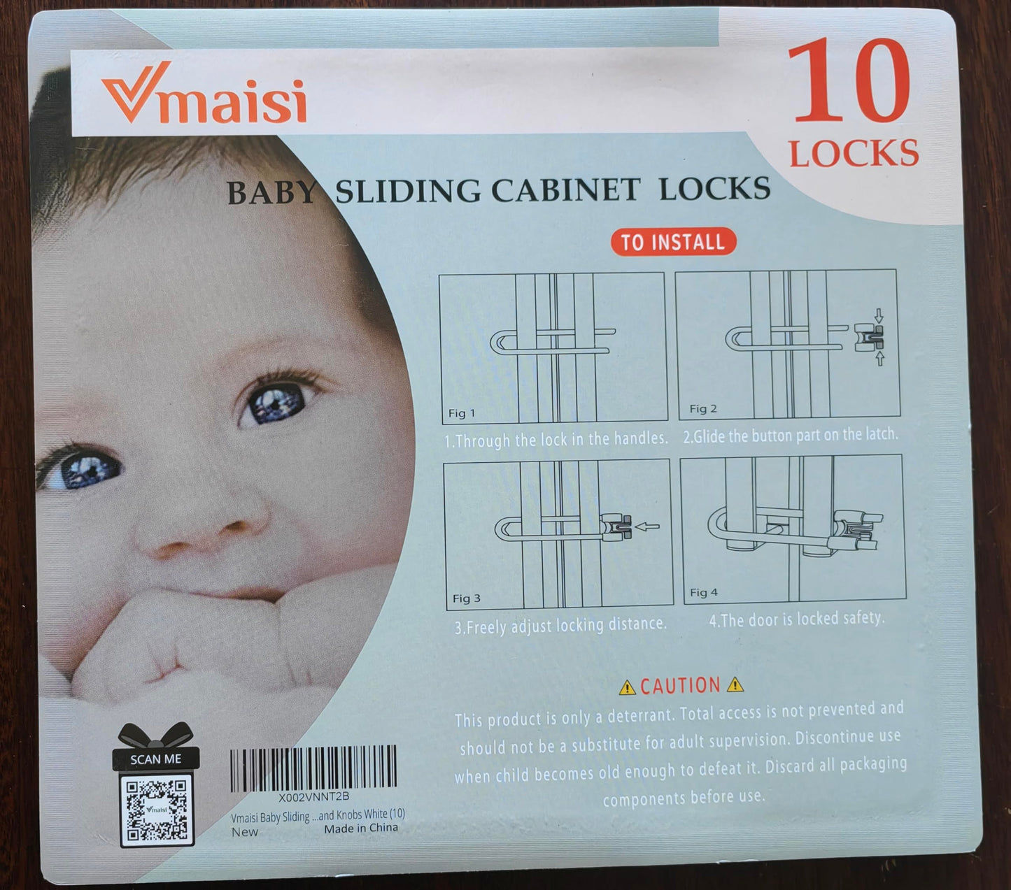 Vmaisi Baby Sliding Cabinet Locks - Adjustable U Shaped Child Safety Locks for Cabinets with Handles or Knobs, Childproof Latches for Kitchen Bathroom Storage Cupboards 10 Pack