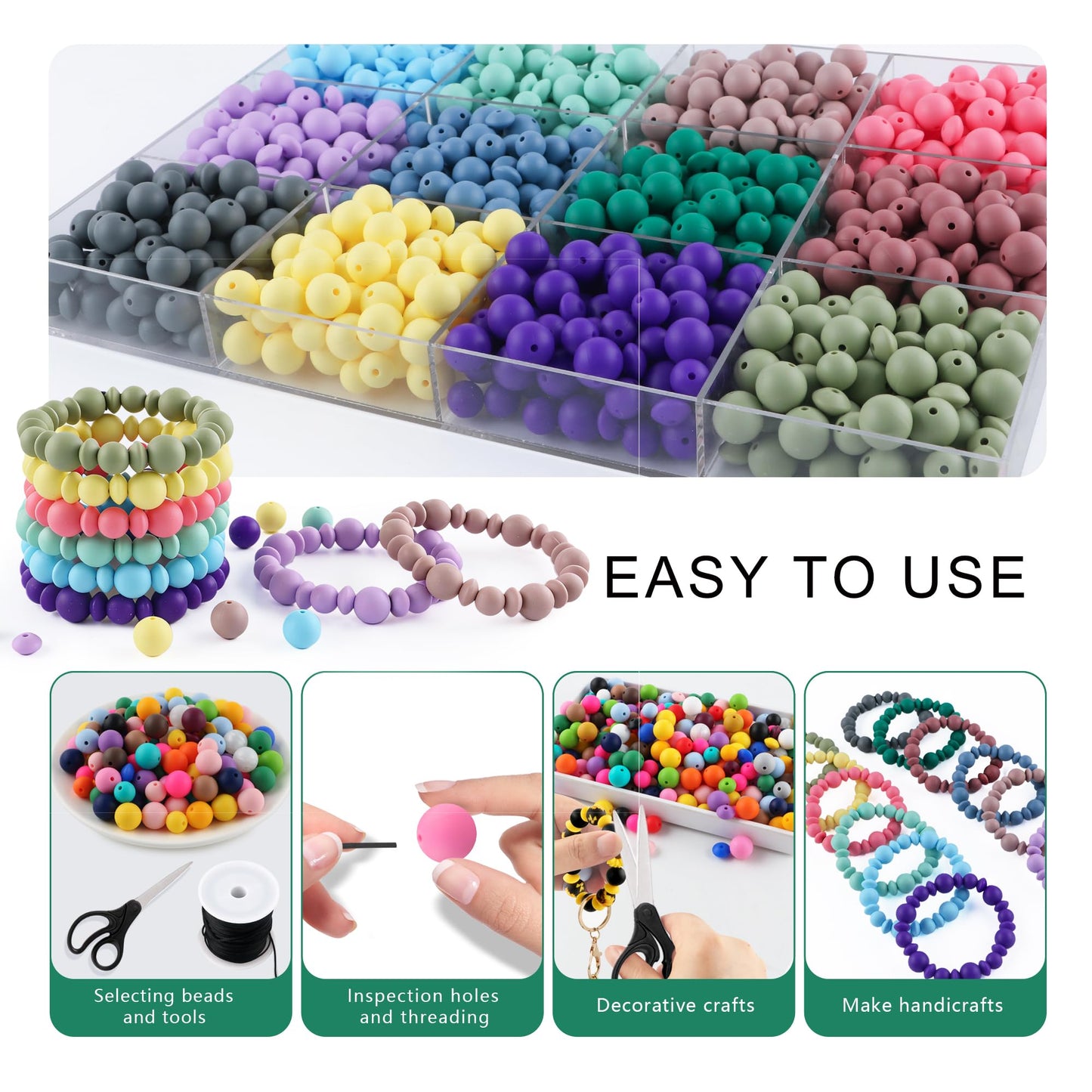 Kovict 200Pcs Mixed 12mm 15mm Silicone Beads for Keychain Making, 12mm Lentil Silicone Beads for Pens Bracelet Necklace DIY Crafts(Rose Brown)