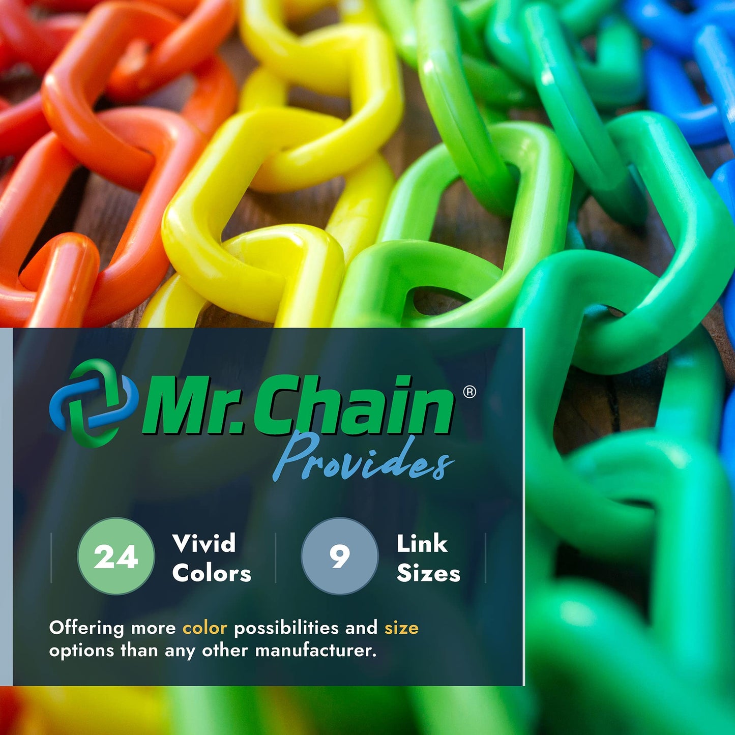 Mr. Chain Plastic Barrier Chain, Black, 1.5-Inch Link Diameter, 25-Foot Length (30003-25)