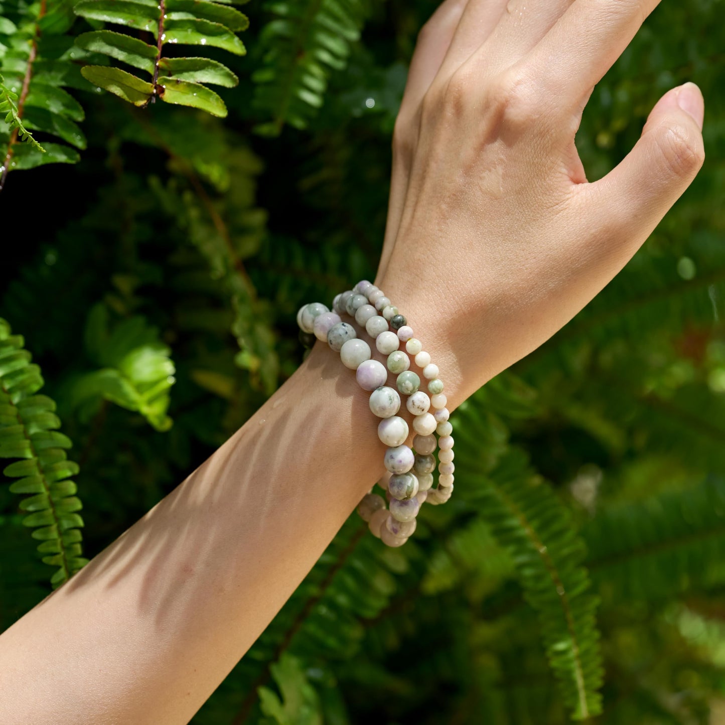 Bivei Peace Jade-Calm Harmony-4mm Beaded Bracelets for Women Handmade Semi Precious Natural Stone Stretch Elastic Jewelry Yoga Protection Gifts