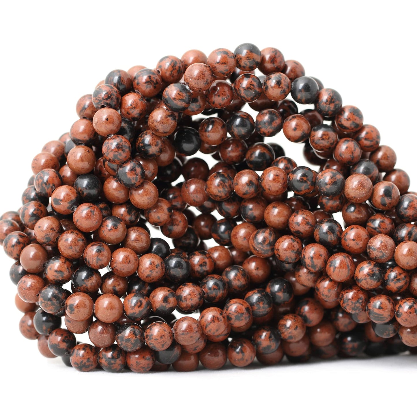 CHEAVIAN 60PCS 6mm Natural Mahogany Obsidian Stone Round Loose Beads for Jewelry Making 1 Strand 15"