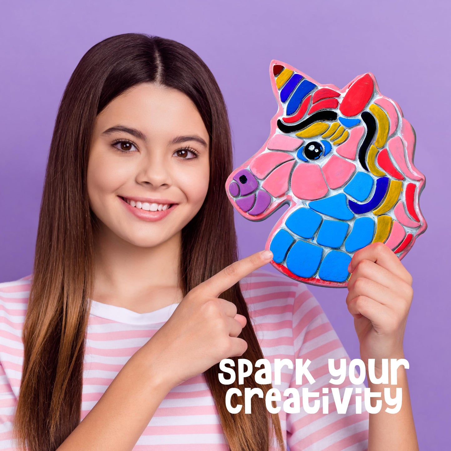 Dan&Darci Stepping Stones Painting Kit for Kids, 5 Paint Your Own Garden Stones with Paints and Brushes, Crafts for Kids Ages 6-8