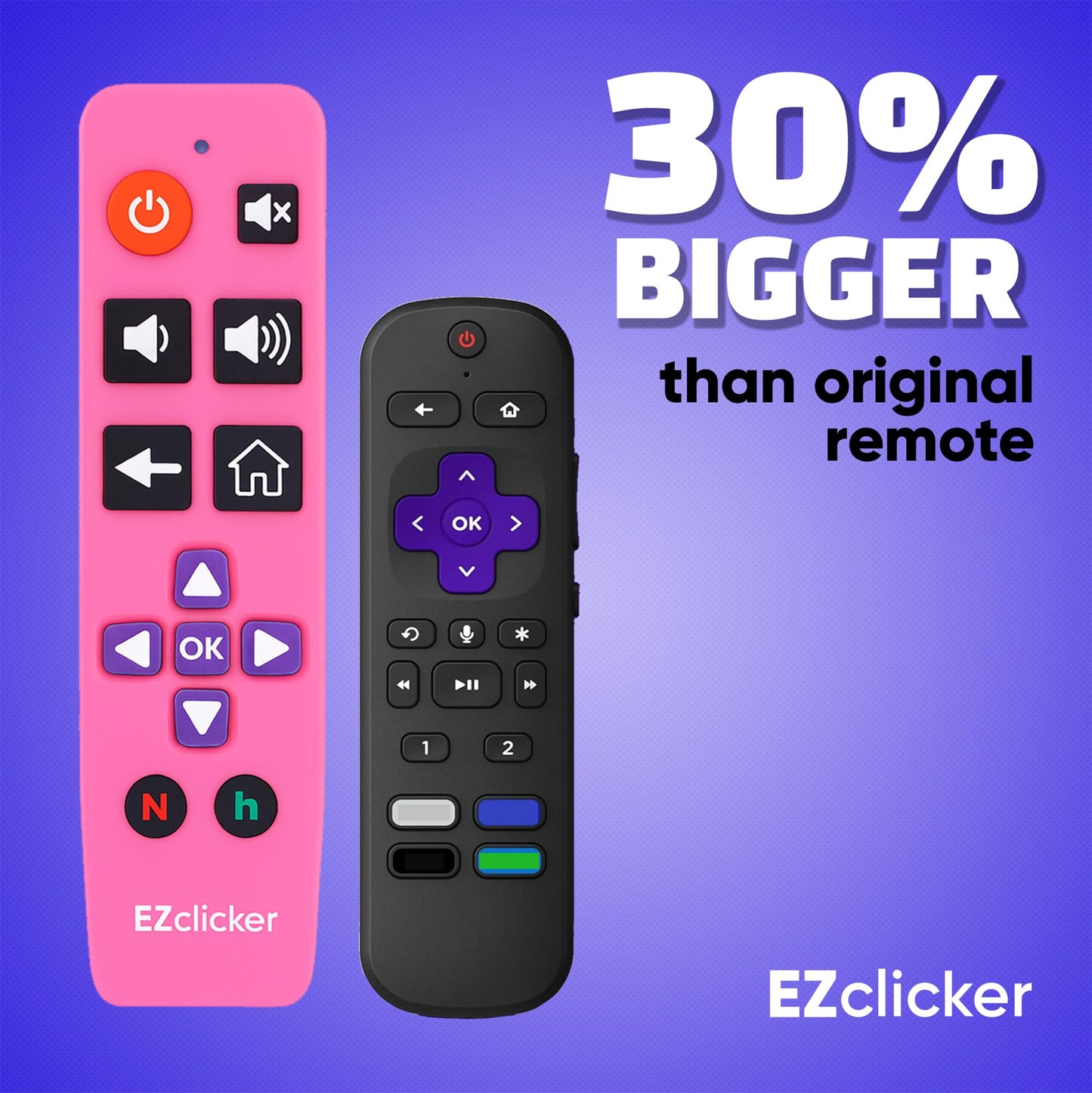 Roku Replacement TV Remote Compatible with Roku TV's ONLY (Pink) Big Button TV Remote Control, Simple and Easy to Use, NOT Compatible with Roku Stick or Box (2xAAA Batteries not Included)