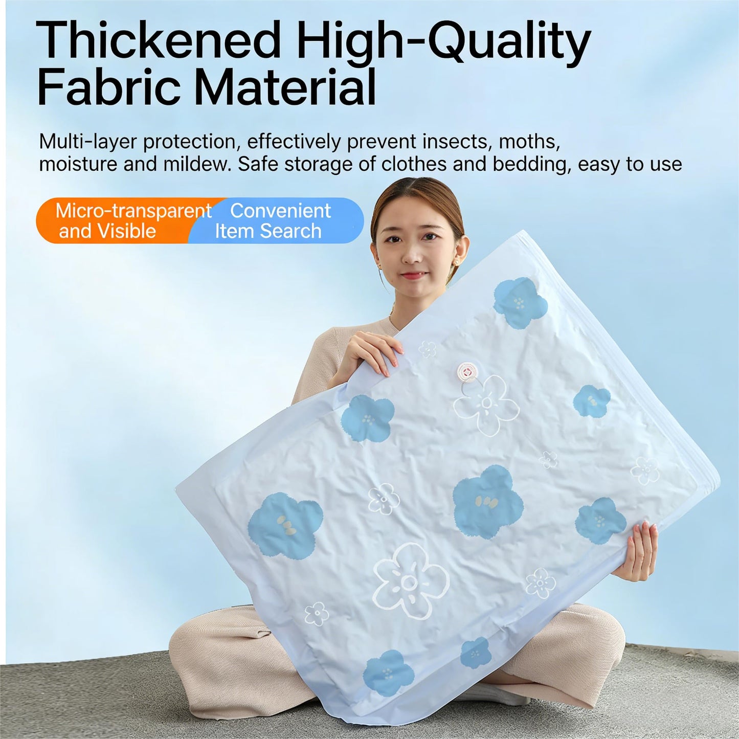 Vacuum Storage Bags for Clothing, 9 Pack Vacuum Seal Bags for Travel, 3 Sizes Compression Packing Bags 80% Space Saver for Suitcase Luggage, Bedding & Seasonal Storage