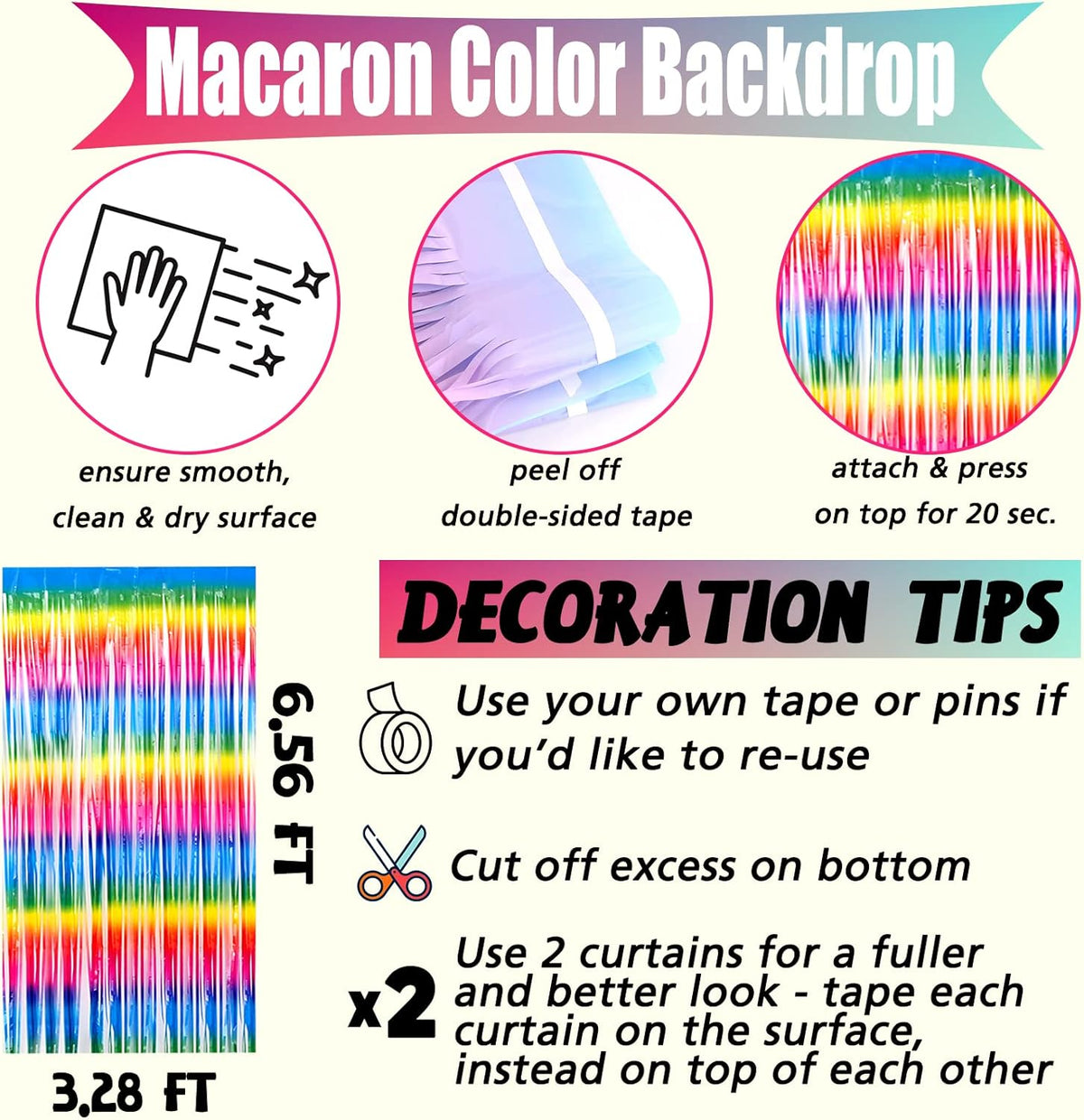 4 Pack New Dark Rainbow Fringe Curtain Backdrop, 3.2Ft x 6.6Ft Metallic Tinsel Foil Fringe Streamers Background for Photo Booth Birthday Wedding Carnival Easter Mother’s Day Party Decorations