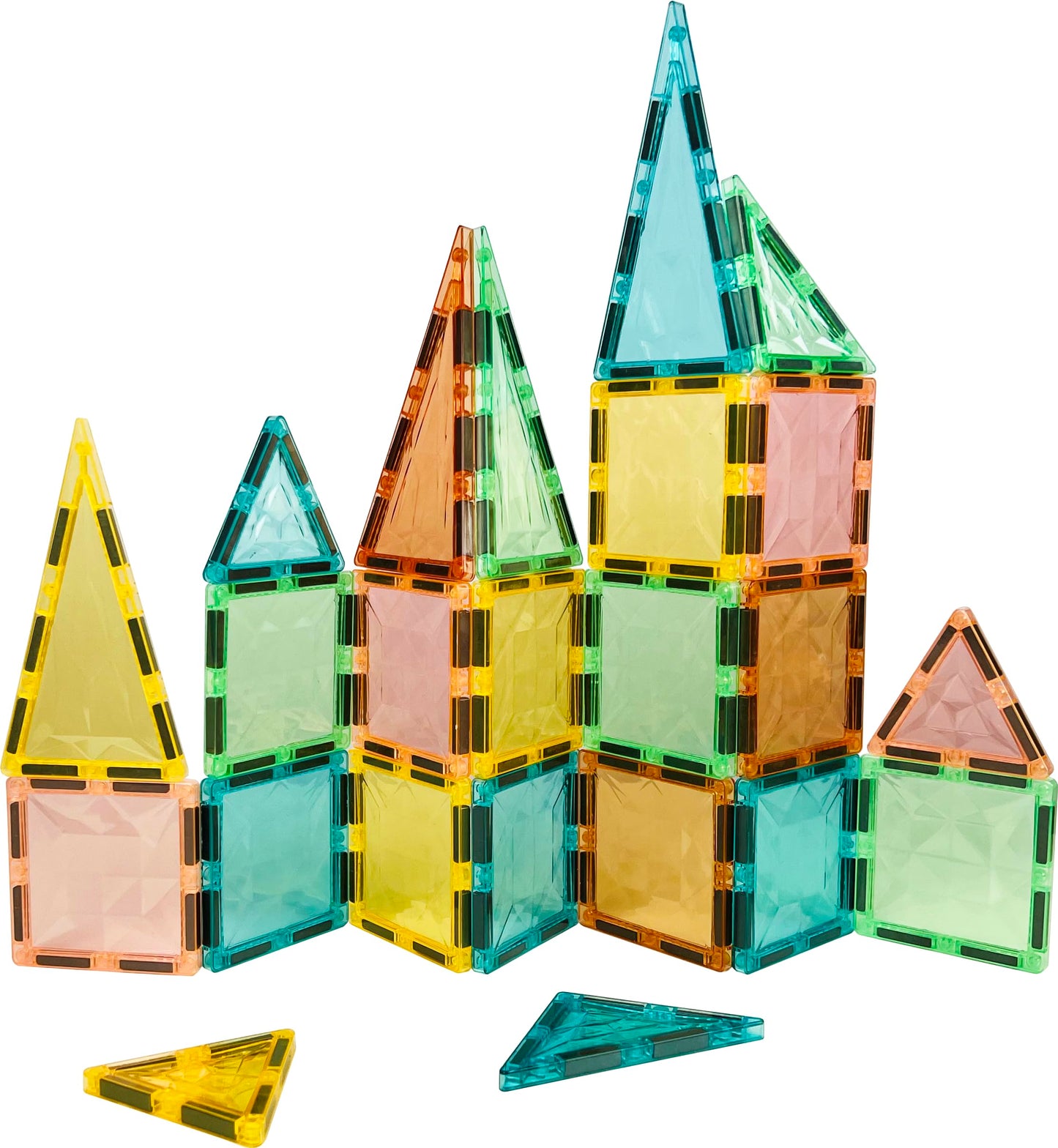 YRZtiles Magnetic Tiles,Magnet Building Blocks Construction Stacking Educational Toy Creative Playboard for Kids Ages 3+ (032 Pieces)