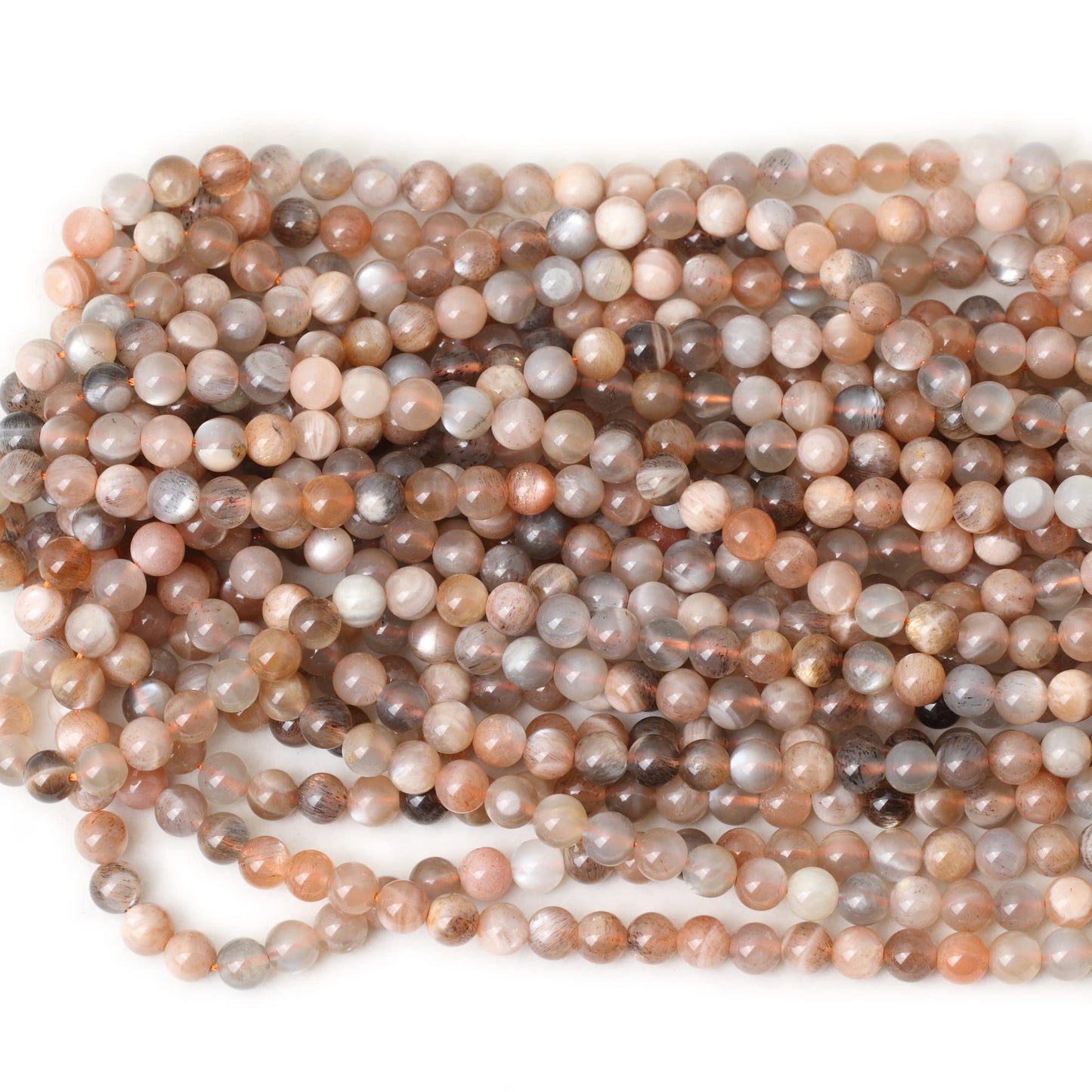 CHEAVIAN 60PCS 6mm Natural Orange Moonstone Gemstone Round Loose Beads for DIY Bracelet Necklace Earrings Jewelry Making 1 String 15 Inches