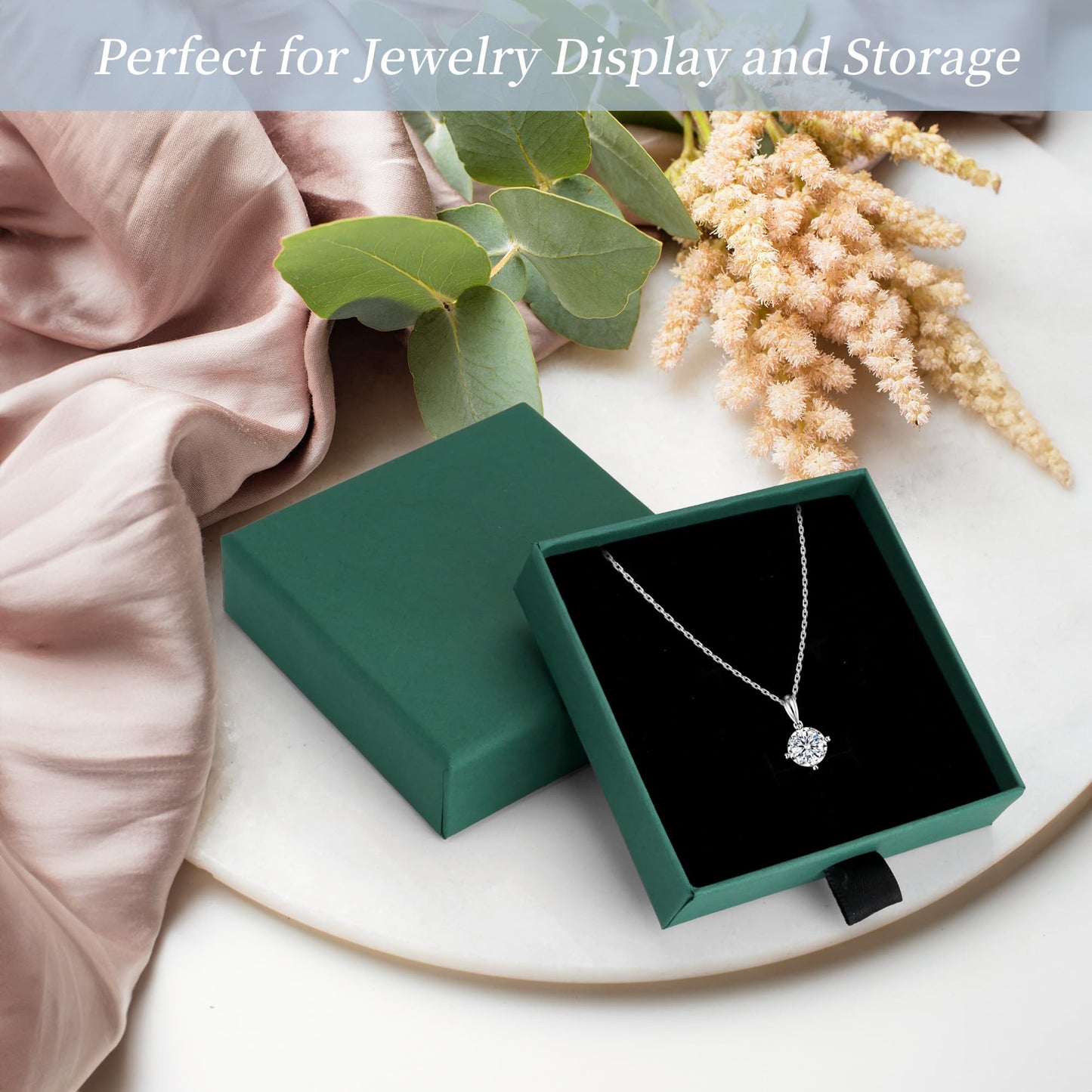 MATUFF Jewelry Boxes, 10 Pack 3.5" × 3.5" x 1" Bulk Sponge Fill Cardboard Jewelry Gift Boxes, Drawer Style Small Gift Boxes for Necklace Pendant Bracelet Ring Earring Display and Storage, Dark green