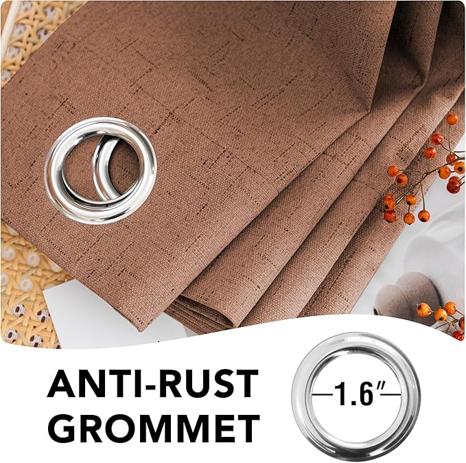 H.VERSAILTEX 100% Blackout Curtains for Bedroom Thermal Insulated Linen Textured Curtains Heat and Full Light Blocking Drapes Living Room Curtains 2 Panel Sets, 52x96 - Inch, Washed Spice