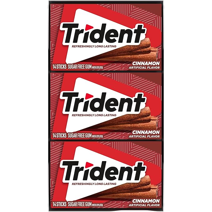 Trident Cinnamon Sugar-Free Chewing Gum, 12 Packs of 14 Pieces (168 Total Pieces)