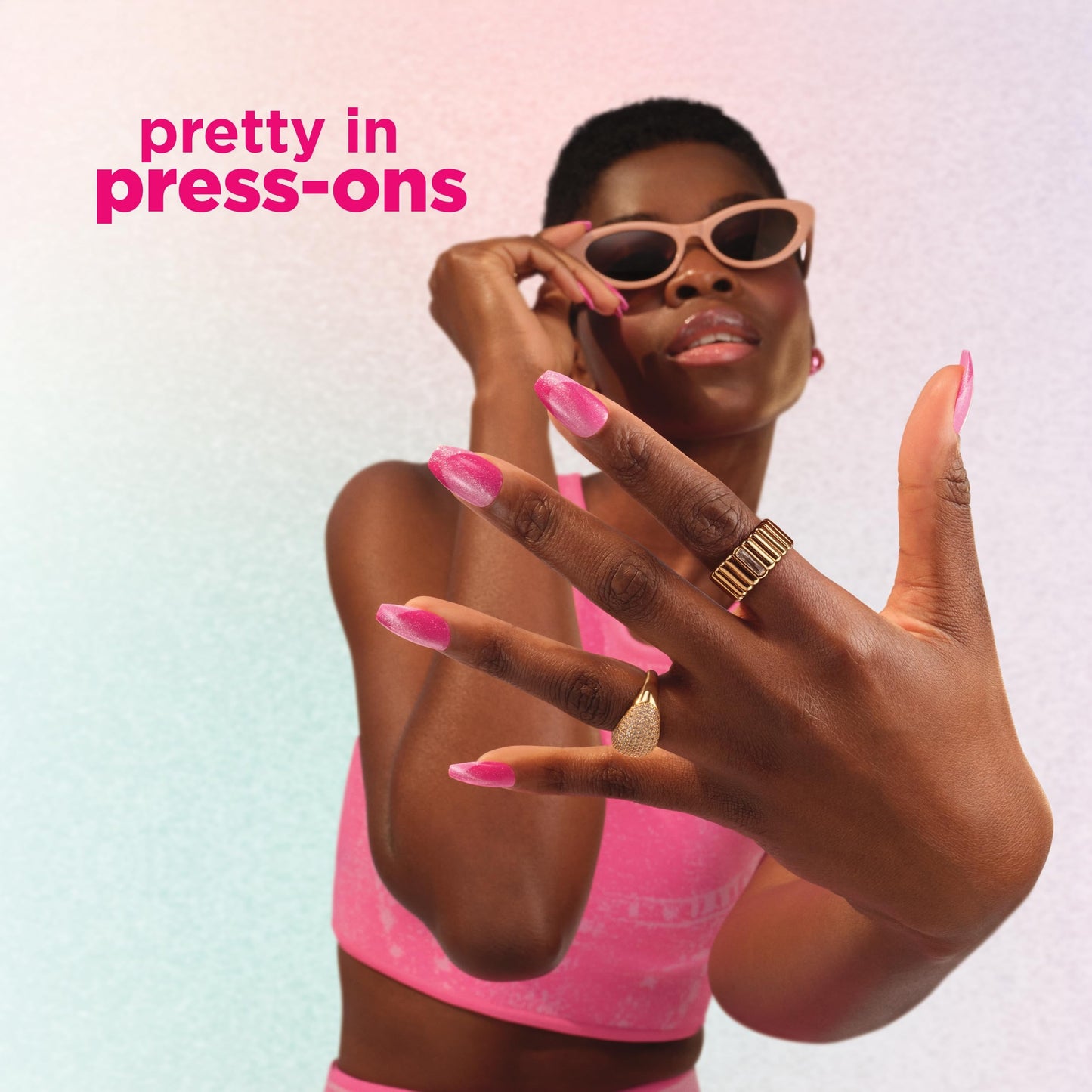 Sally Hansen Salon Effects Perfect Press-On Pink Nails | Oval Shape, 3D Design | Easy to Apply, Non-Damaging, Vitamin E & B5 | 30 Nails, Nail Glue, Adhesive Tabs, File| State of the Heart