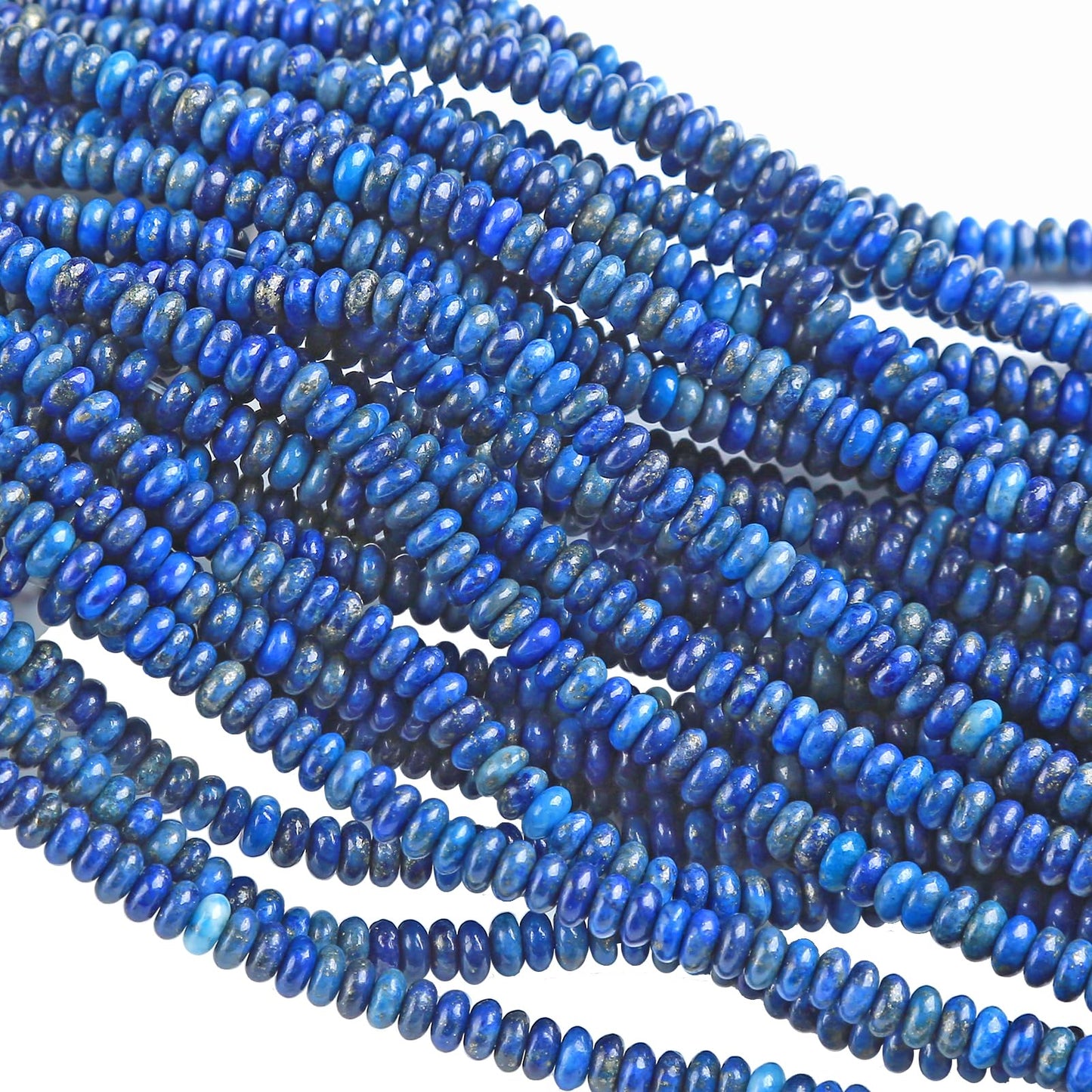 150PCS 2x4mm Natural Lapis Lazuli Rondelle Beads Abacus Disk Stone Beads Round Loose Spacer Gemstone Beads for DIY Bracelet Necklace Jewelry Making
