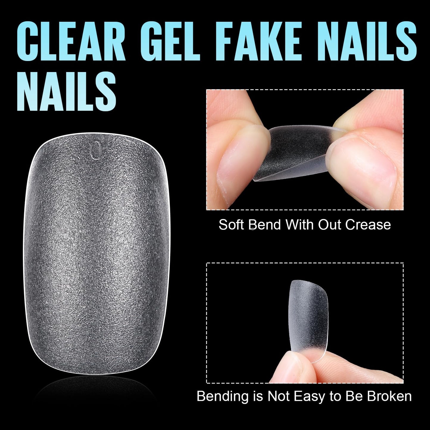 TOMICCA Short Oval Nail Tips, 240Pcs 15Sizes Double Sided Matte Nail Tips for Manicure, Acrylic Full Cover Fake False Press on Nails for Home DIY Art