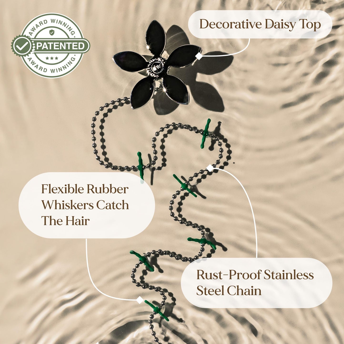 DrainWig Shower Drain Hair Catcher – Disposable Bathroom Hair Trap, Easy to Install in Shower Drain Cover, Helps Prevent Clogs – As Seen on Shark Tank - Silver Flower (12-Pack)