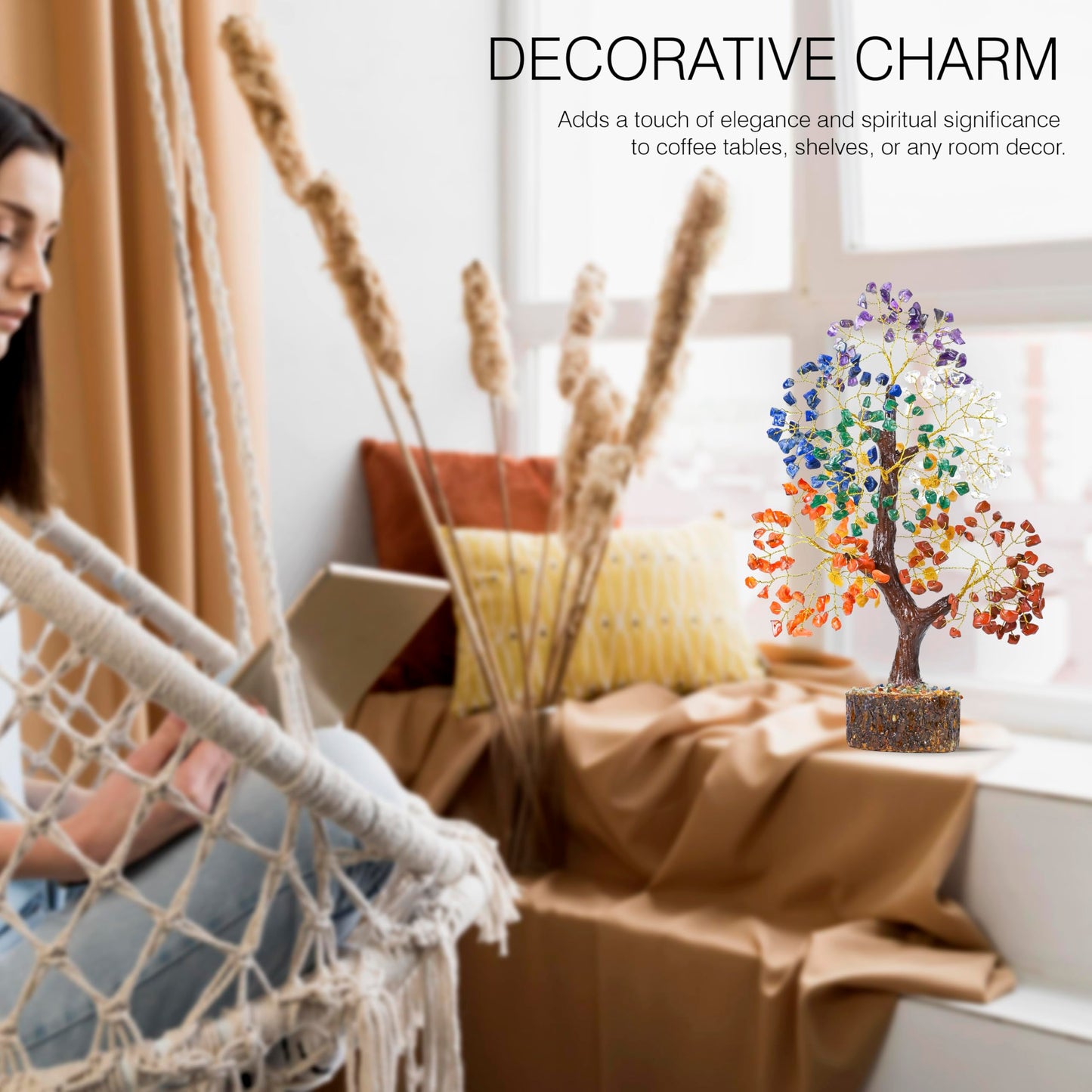 Crocon® Natural Trunk 7 Chakra Crystals Tree of Life, Birthday Gifts for Women, Men & Friends, Crystals & Healing Stones, Home Decor, Men Gift Ideas, House Warming Gifts New Home for Mom & Sister