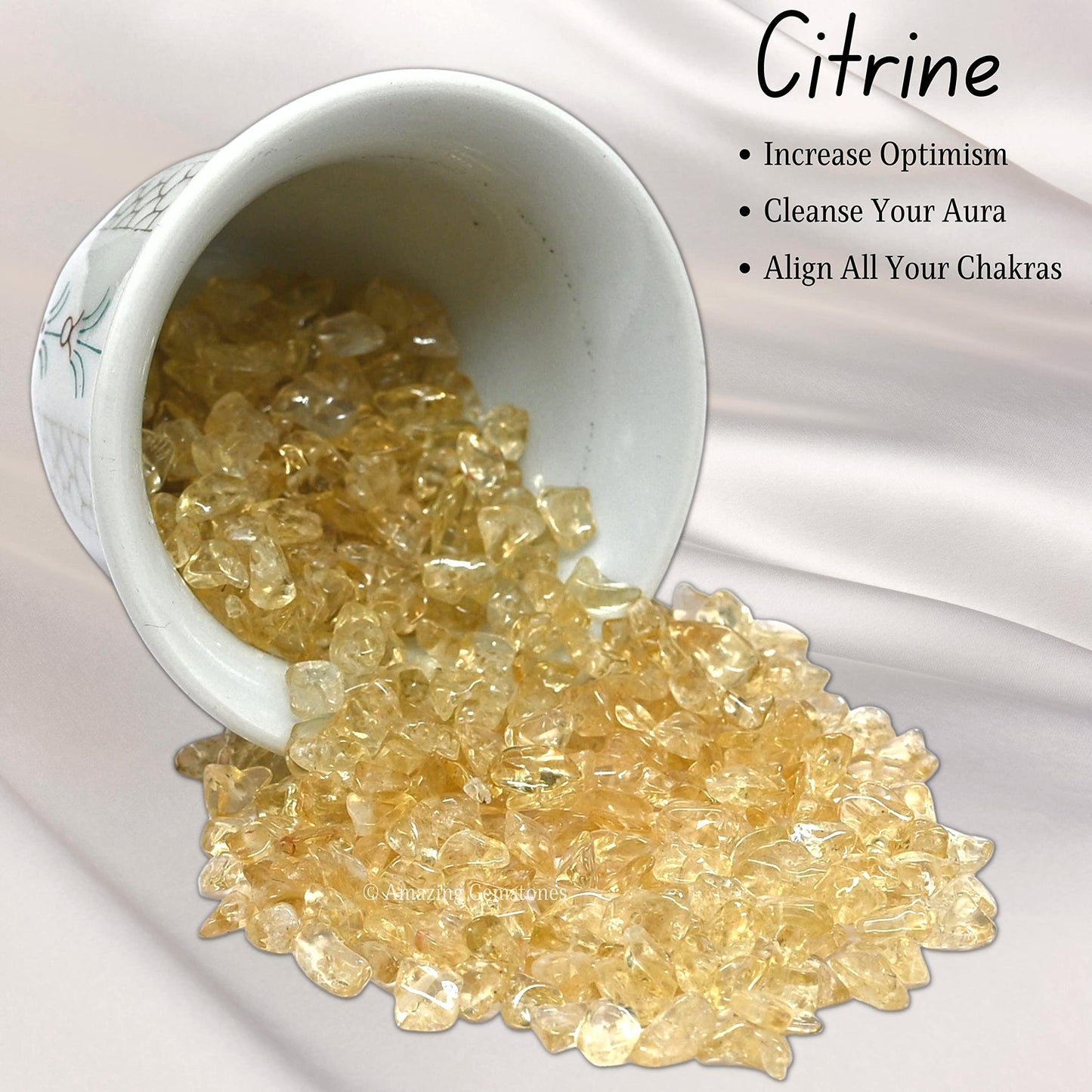 Citrine Pre Drilled Crystal Crushed Chips Beads for Bracelets Making, DIY Handmade Natural Healing Crystals (25 Inch Strand)